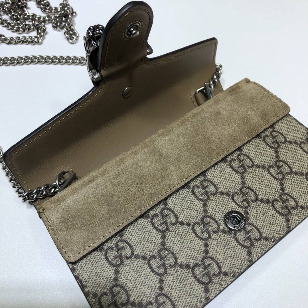 Gucci Dionysus Super Mini Gg Supreme Canvas Crossbody Bag Taupe Gsm