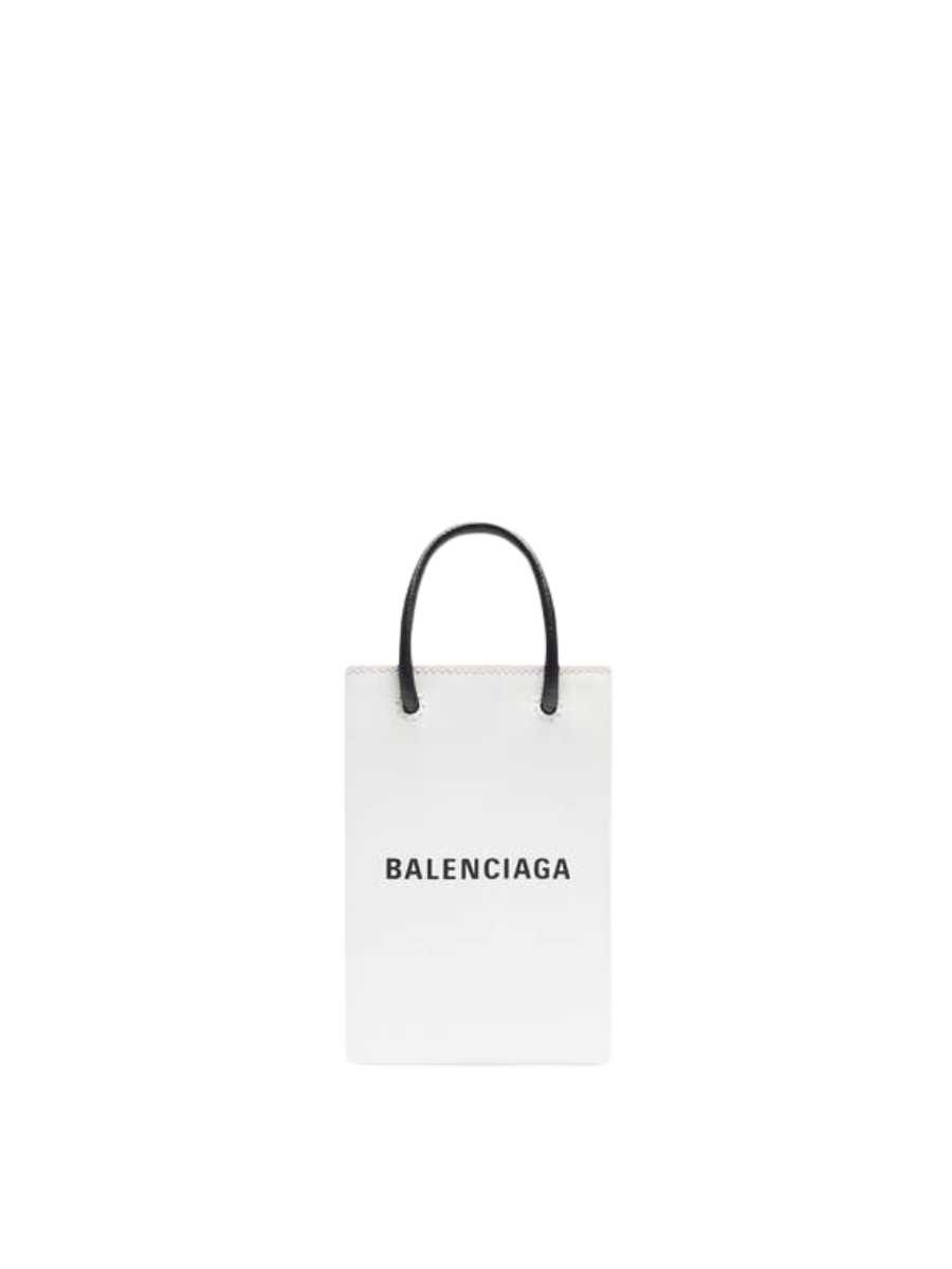 Balenciaga Mini Shopping Bag In White Squared Calfskin