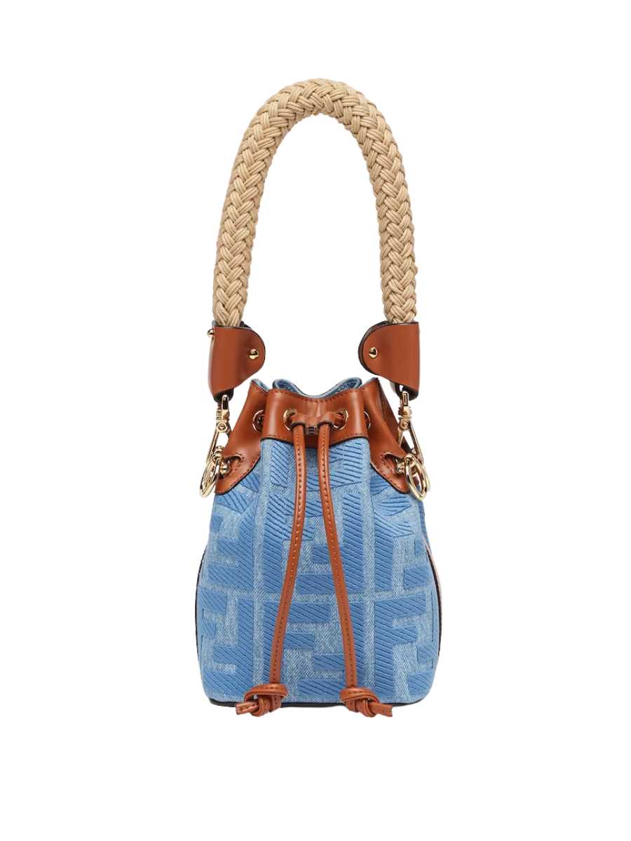 Fendi Mon Tresor Light Blue Denim Mini-Bag with FF Embroidery