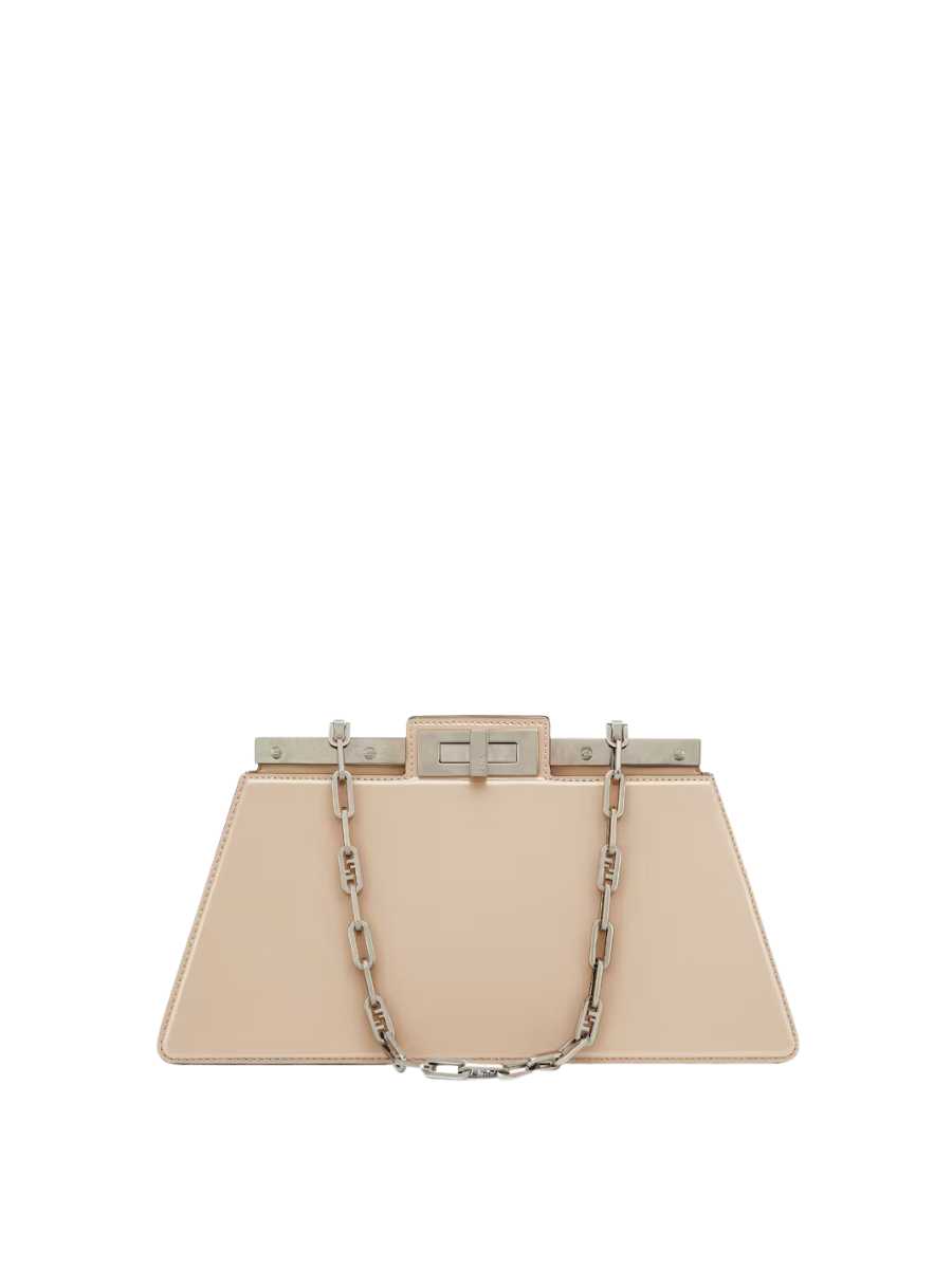 Fendi Peekaboo Cut Medium Bag Beige Leather Pouch