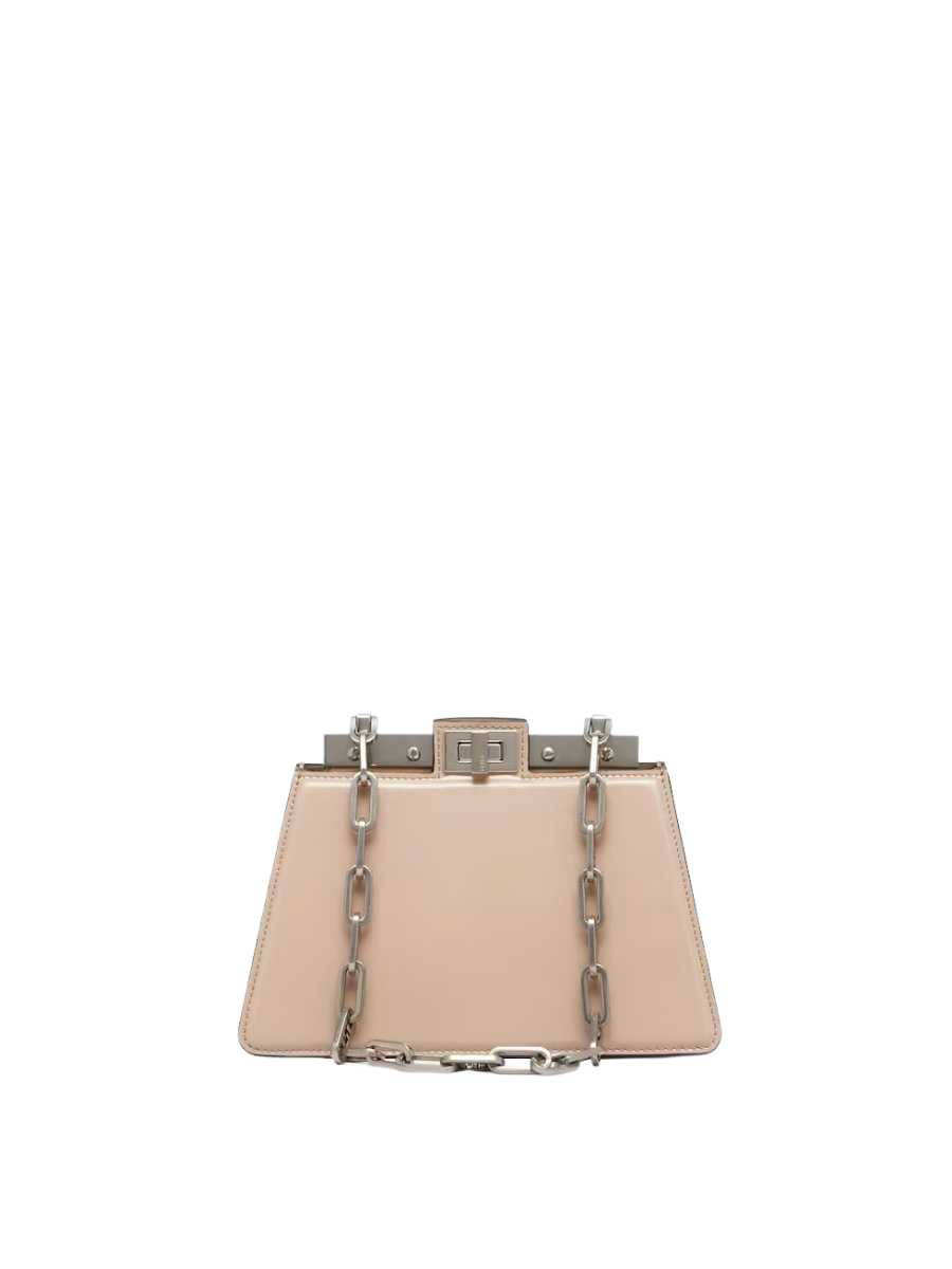 Fendi Peekaboo Cut Petite Bag Beige Leather Pouch