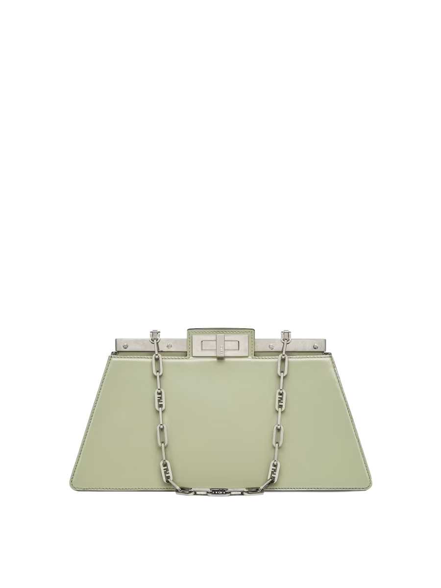 Fendi Peekaboo Cut Medium Bag Light Green Leather Pouch