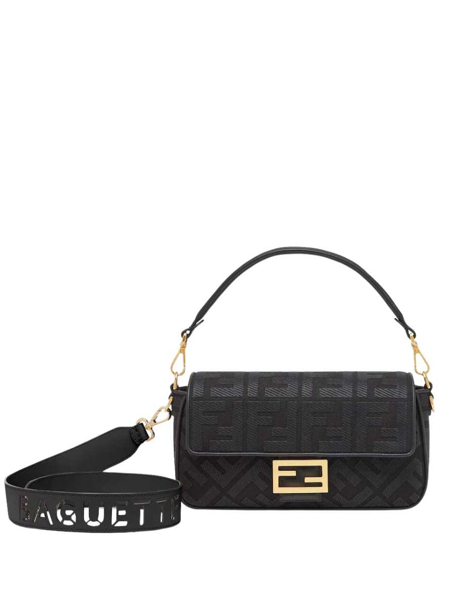 Fendi Baguette Black FF Canvas Bag