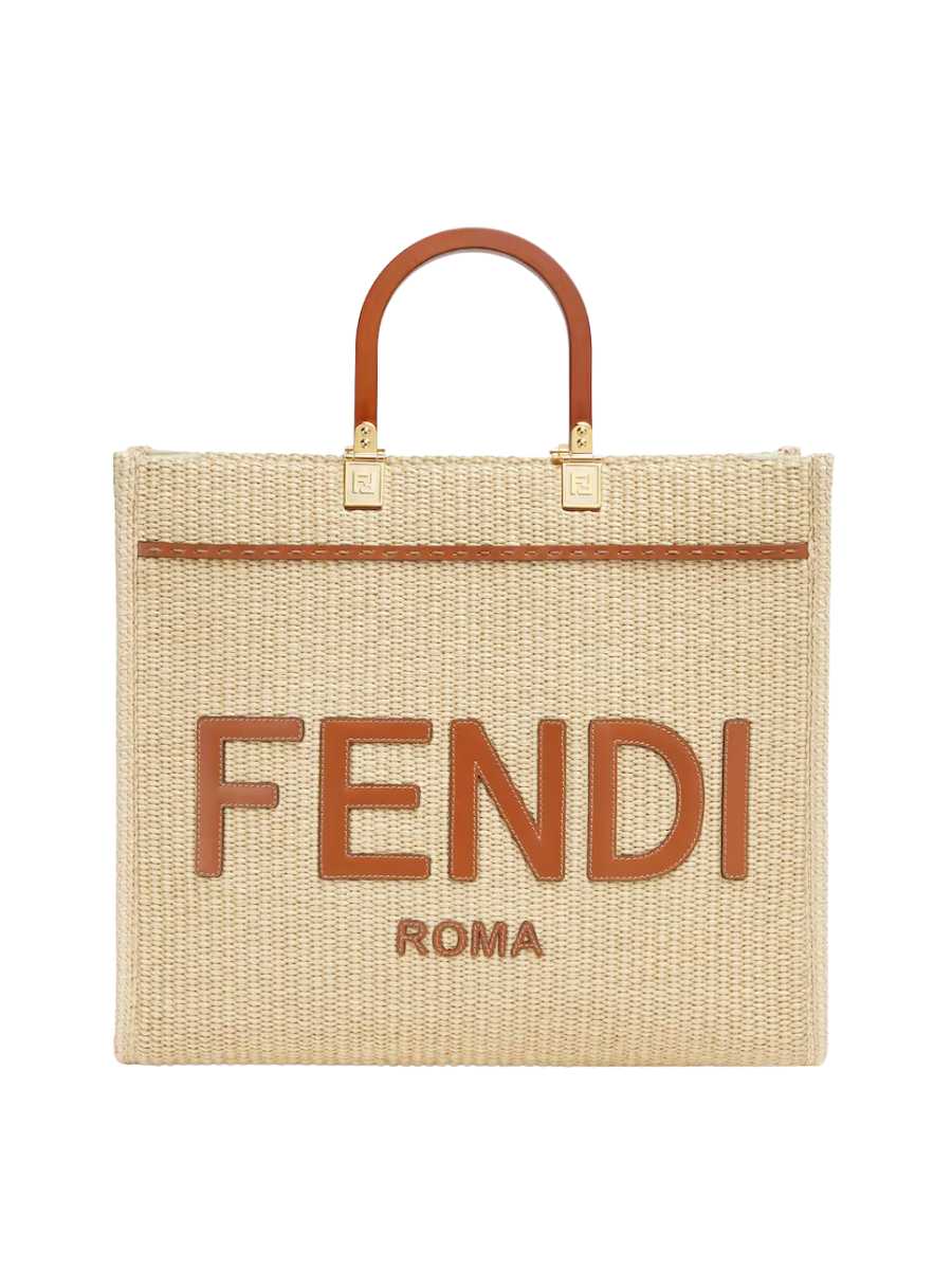 Fendi Sunshine Medium Shopper in Natural Straw