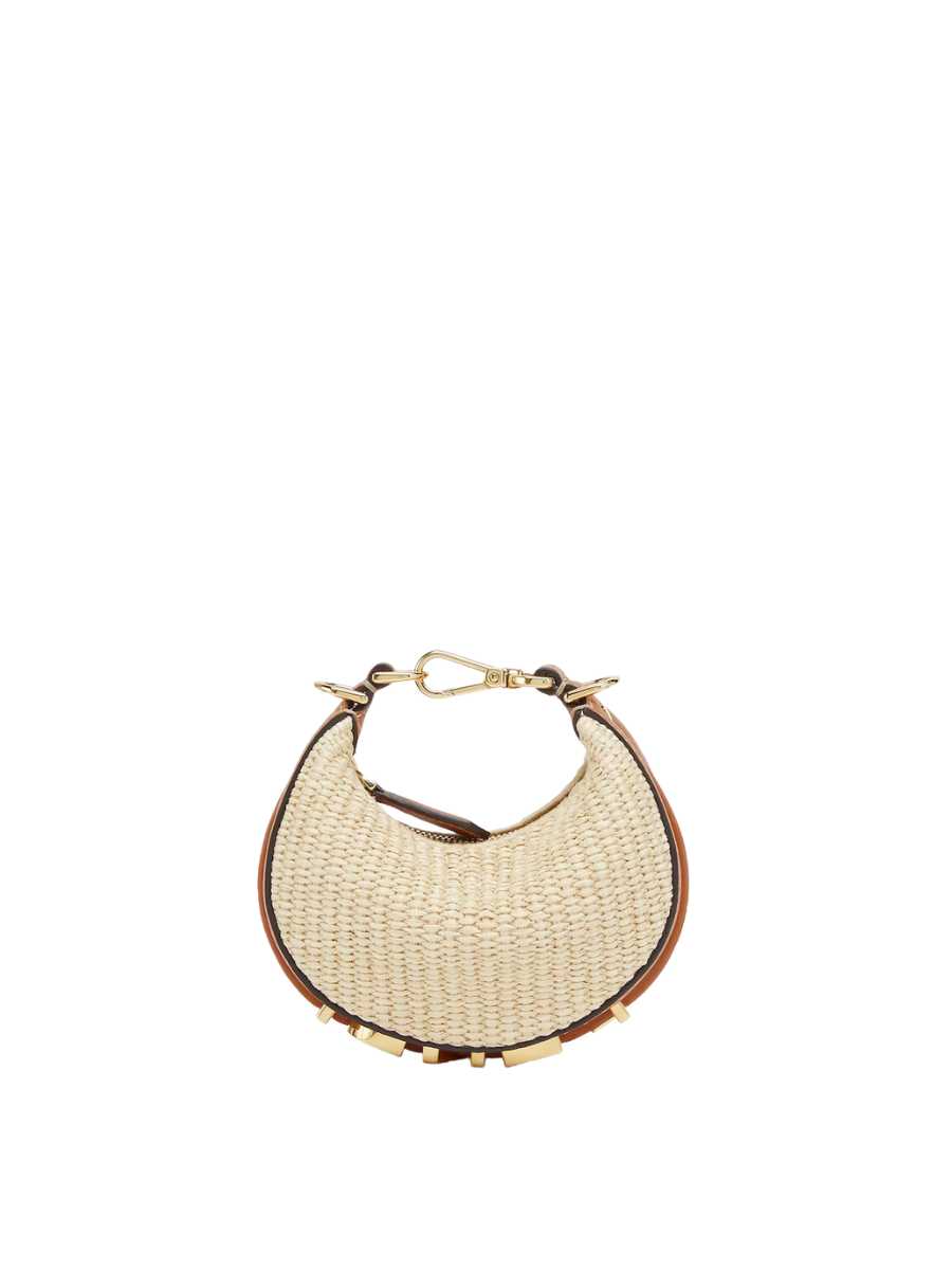 Fendi Nano Fendigraphy Natural Raffia Charm