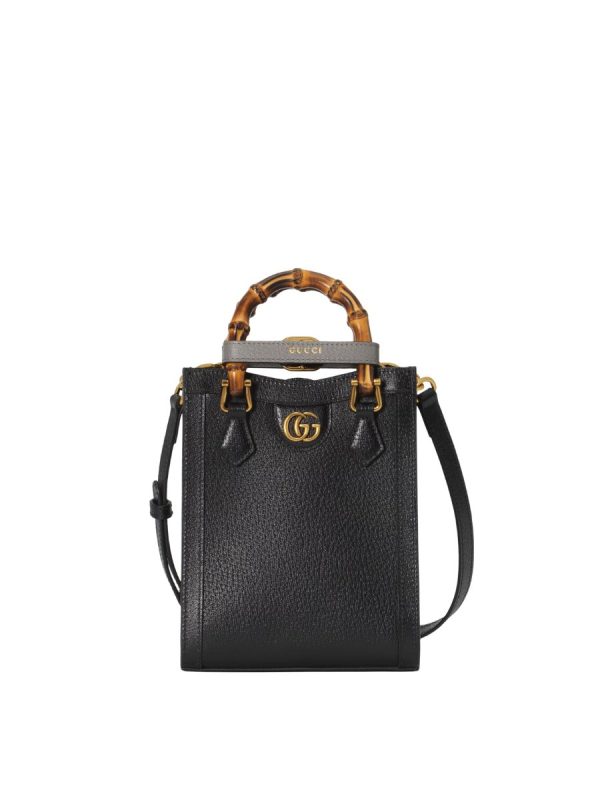 Gucci Diana Mini Tote Bag in Black Leather