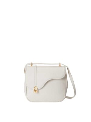Gucci Equestrian Inspired Shoulder Bag in Off White Leather