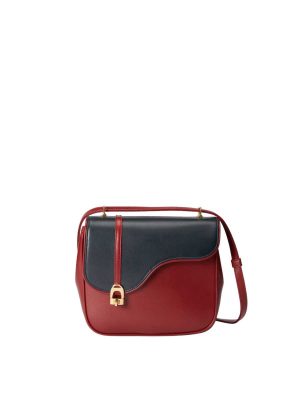 Gucci Equestrian Inspired Shoulder Bag in Blue Red Leather