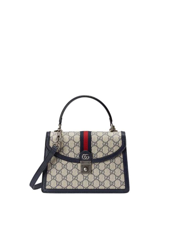 Gucci Ophidia Small GG Top Handle in Beige and Blue Supreme