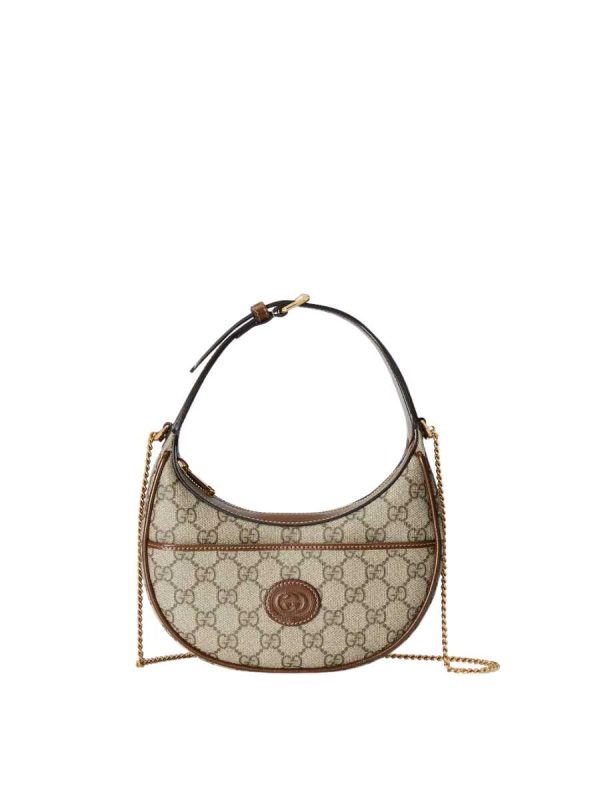 Gucci GG Half-Moon Mini Bag in Beige GG Canvas