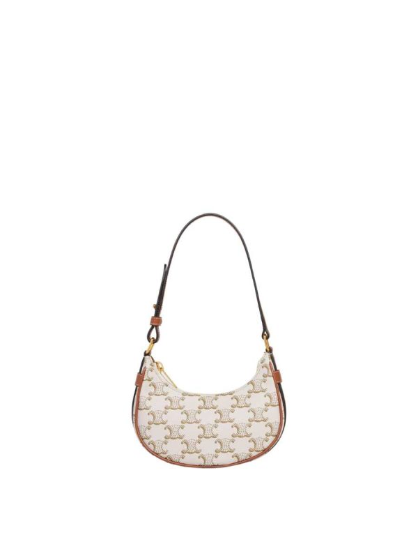 Celine Mini Ava in Triomphe Canvas And Calfskin - White/Tan