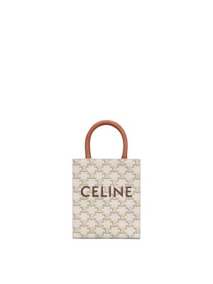 Celine Mini Vertical Cabas in Triomphe and Calfskin With Celine Print