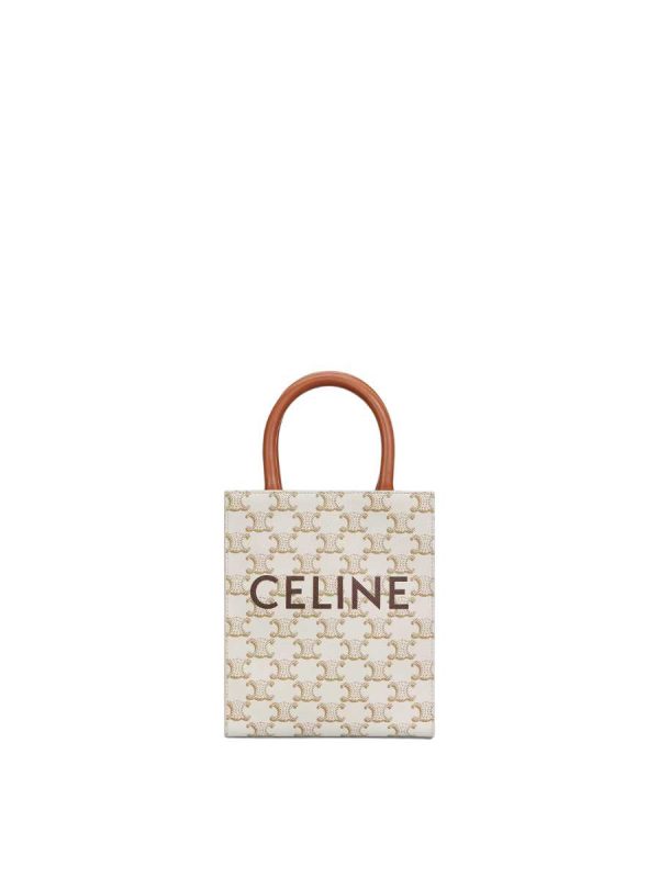 Celine Mini Vertical Cabas in Triomphe and Calfskin With Celine Print