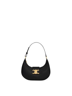 Celine Ava Triomphe Soft Bag in Smooth Calfskin Black