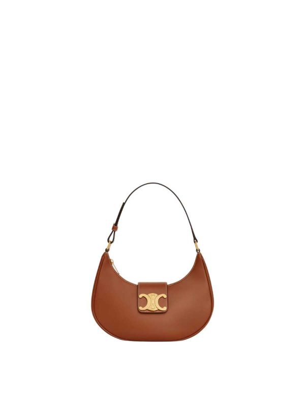 Celine Ava Triomphe Soft Bag in Smooth Calfskin Tan