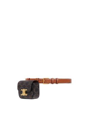 Celine Belt Bag Triomphe Belt in Triomphe Canvas and Calfskin Tan