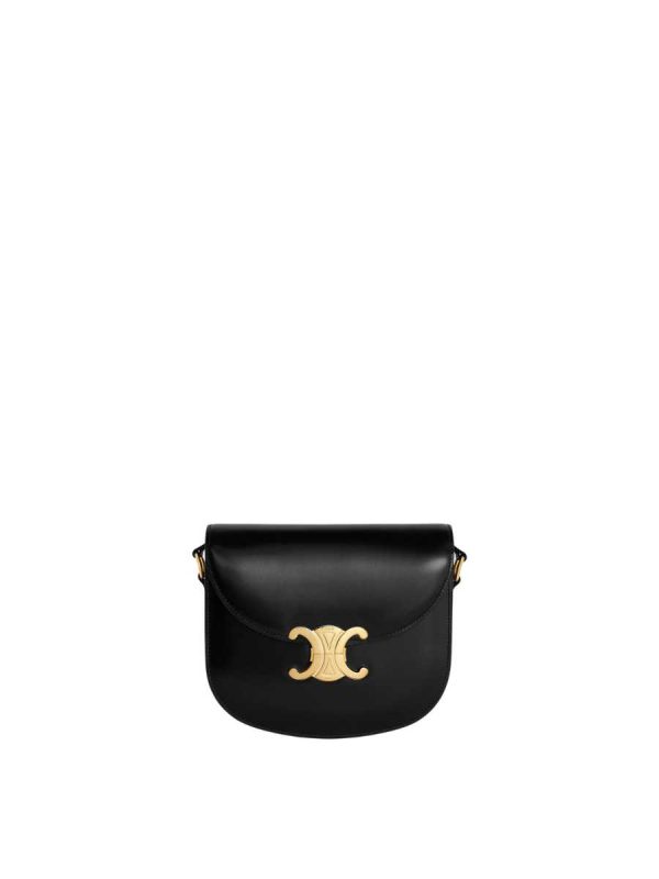 Celine Teen Besace Triomphe in Shiny Calfskin Black