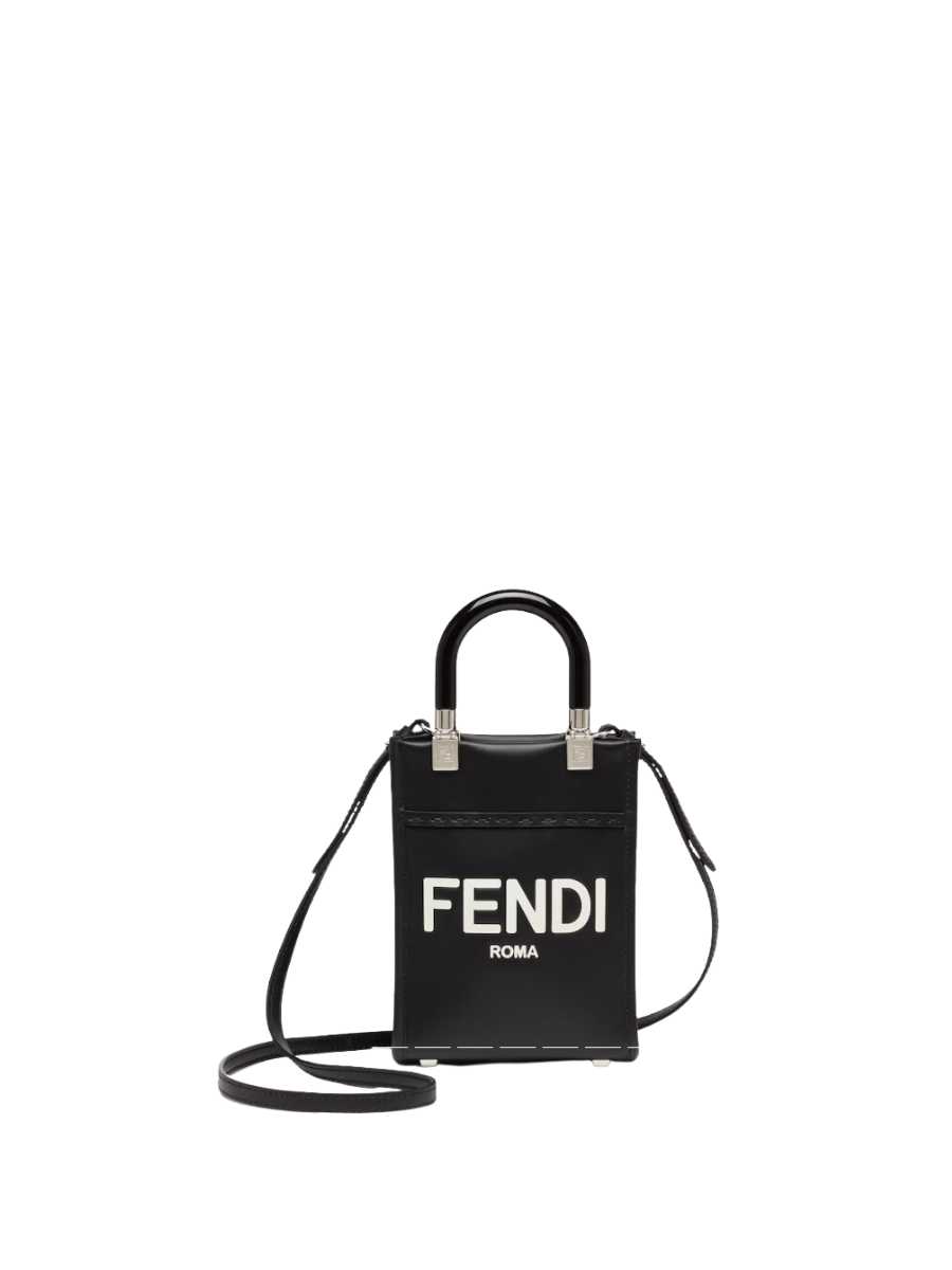 Fendi Mini Sunshine Shopper Black Leather Mini-Bag