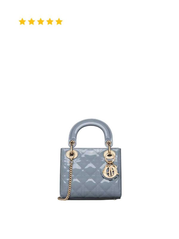 [TOP TIER] Dior Mini Lady Dior Bag Cloud Blue Patent Cannage Calfskin