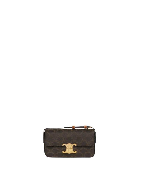 Celine Triomphe Shoulder Bag in Triomphe Canvas And Calfskin