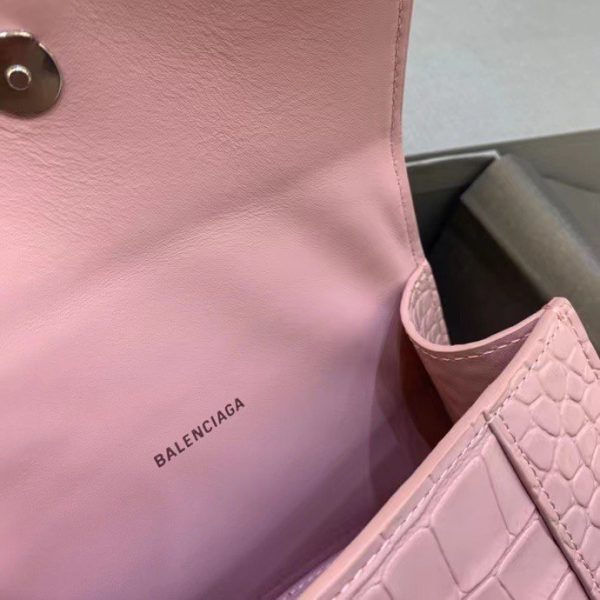 Balenciaga Women's Hourglass XS Handbag Crocodile Embossed in Pink - Image 9