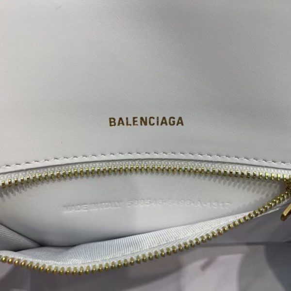 Balenciaga Women's Hourglass Small Handbag Crocodile Embossed in White Gold B Hardware - Image 9