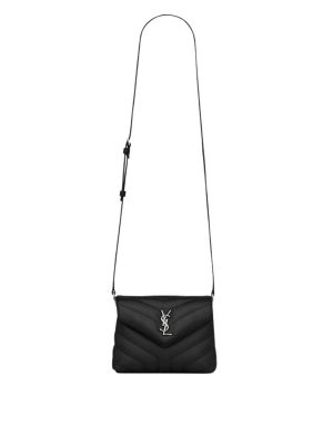 YSL Loulou Toy Strap Bag in Quilted "Y" Leather Black (Silver)