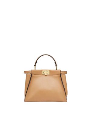 Fendi Peekaboo Mini Beige Leather Bag