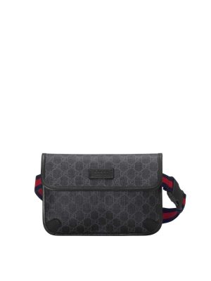 Gucci GG Black Belt Bag in Black Grey GG Supreme Canva