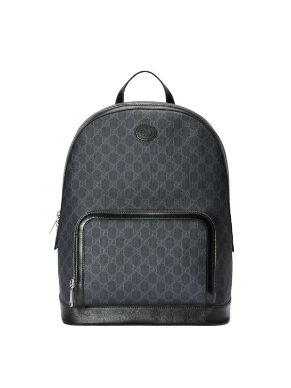 Gucci Backpack with Interlocking G in Black GG Supreme Canvas