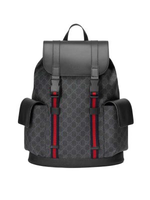 Gucci GG Black Backpack in Black Grey Soft GG Supreme