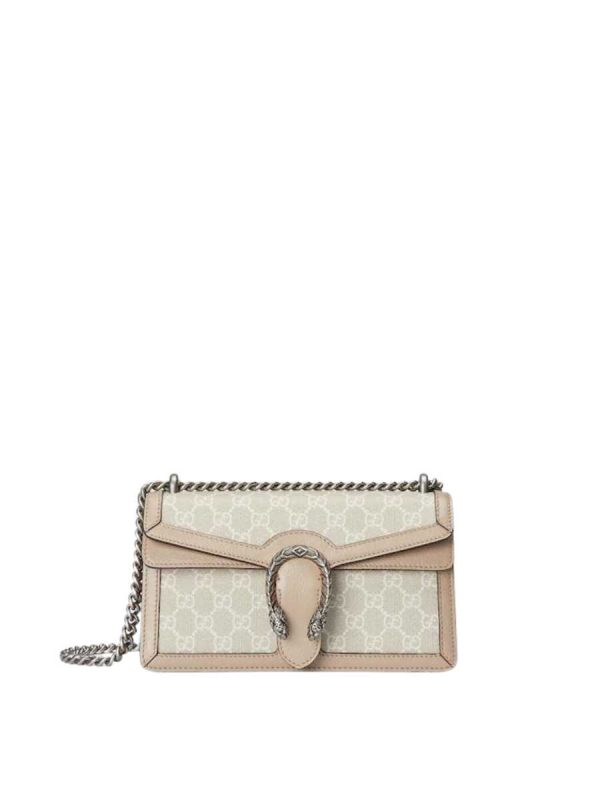 Gucci Dionysus Small GG Rectangular Bag in Beige and White GG Supreme Canvas