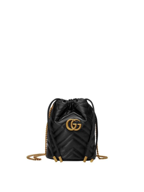 Gucci GG Marmont Mini Bucket Bag in Black Leather