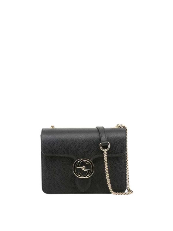 Gucci GG Lock Shoulder Crossbody Chain Bag in Black