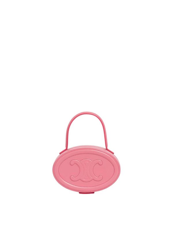 Celine Oval Minaudiere Cuir Triomphe in Smooth Calfskin Flamingo