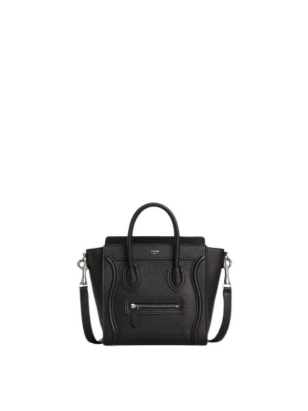 Celine Nano Luggage Bag in Drummed Calfskin Black