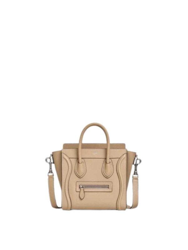 Celine Nano Luggage Bag in Drummed Calfskin Dune