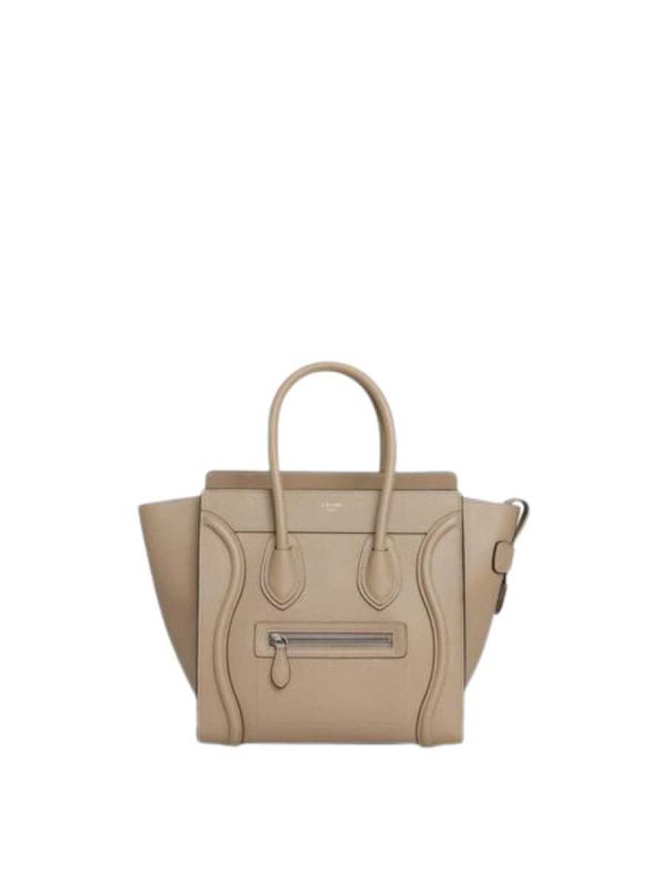 Celine Micro Luggage Handbag in Drummed Calfskin Dune