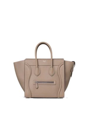 Celine Mini Luggage Handbag in Drummed Calfskin Dune