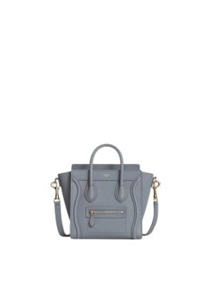 Celine Nano Luggage Bag in Baby Drummed Calfskin Kohl