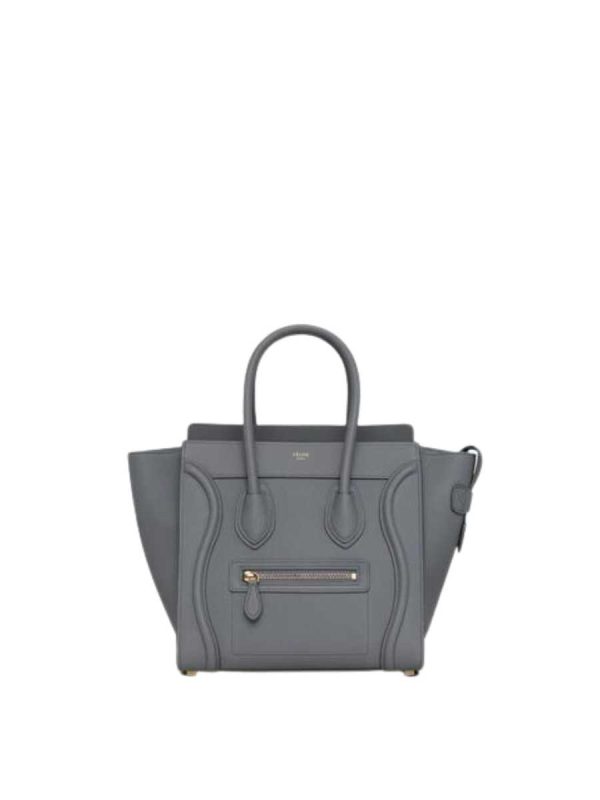 Celine Micro Luggage Handbag in Baby Drummed Calfskin Kohl