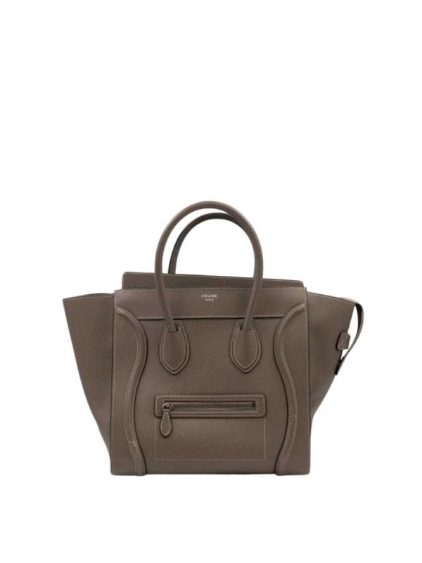 Celine Mini Luggage Handbag in Drummed Calfskin Souris