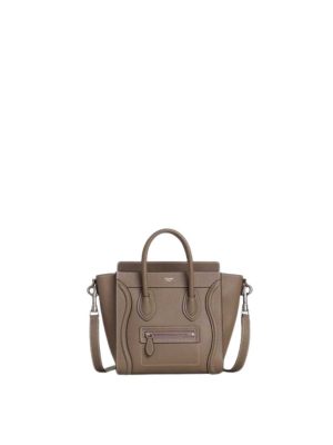 Celine Nano Luggage Bag in Drummed Calfskin Souris