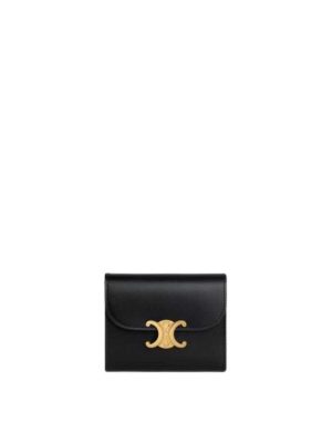 Celine Small Wallet Triomphe in Shiny Calfskin Black