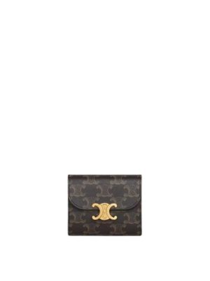 Celine Small Wallet Triomphe in Triomphe Canvas Tan