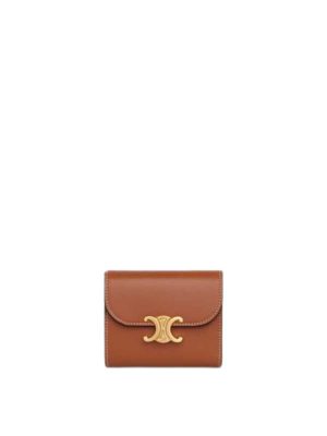 Celine Small Wallet Triomphe in Shiny Calfskin Tan