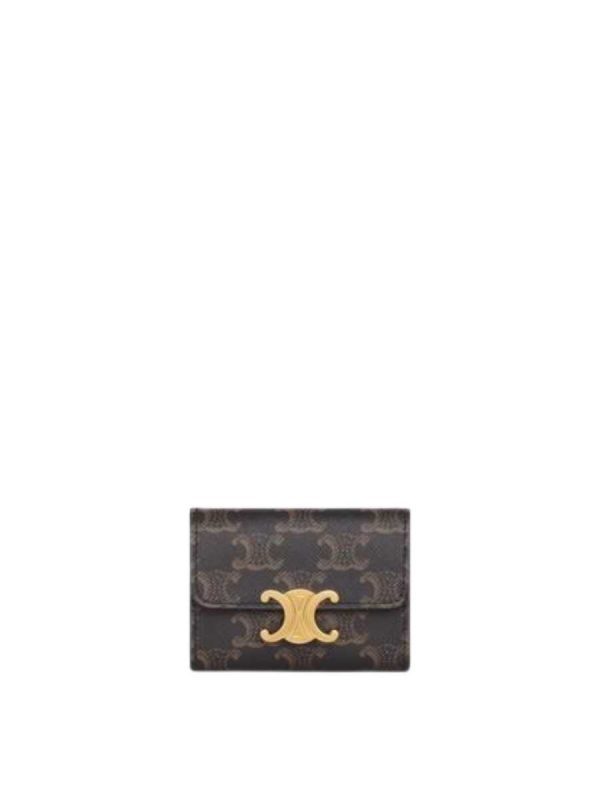 Celine Compact Wallet With Coin Triomphe in Triomphe Canvas Tan