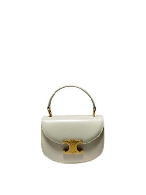 Celine Mini Besace Triomphe in Shiny Calfskin Rice White