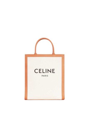 Celine Small Vertical Cabas in Canvas with Celine Print and Calfskin