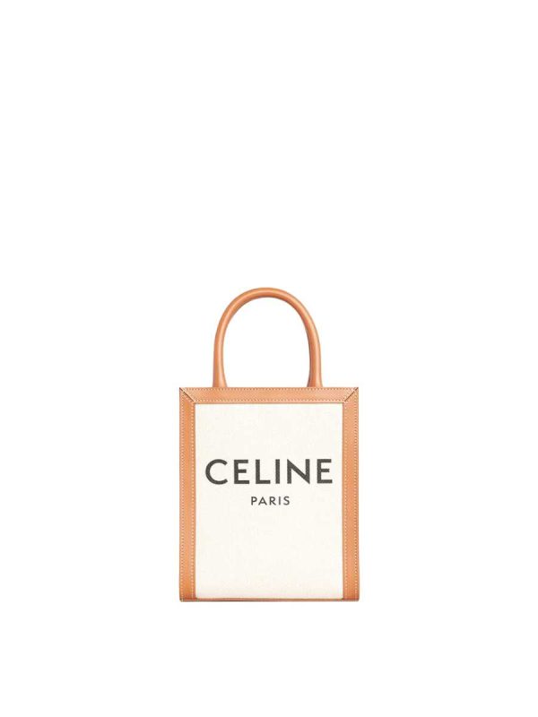 Celine Mini Vertical Cabas in Canvas with Celine Print and Calfskin